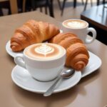 cup of hot coffee on wooden table